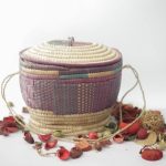 Round Colored Rafia Wooven Basket (Small)